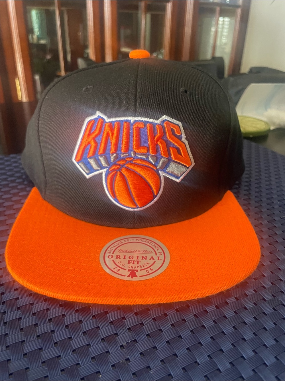 Mitchell & Ness New York Knicks Black and Orange Snapback Hat